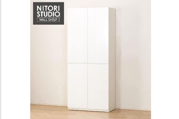 美しい光沢の壁面収納シリーズ キャビネット(ポルテ 80DD WH
