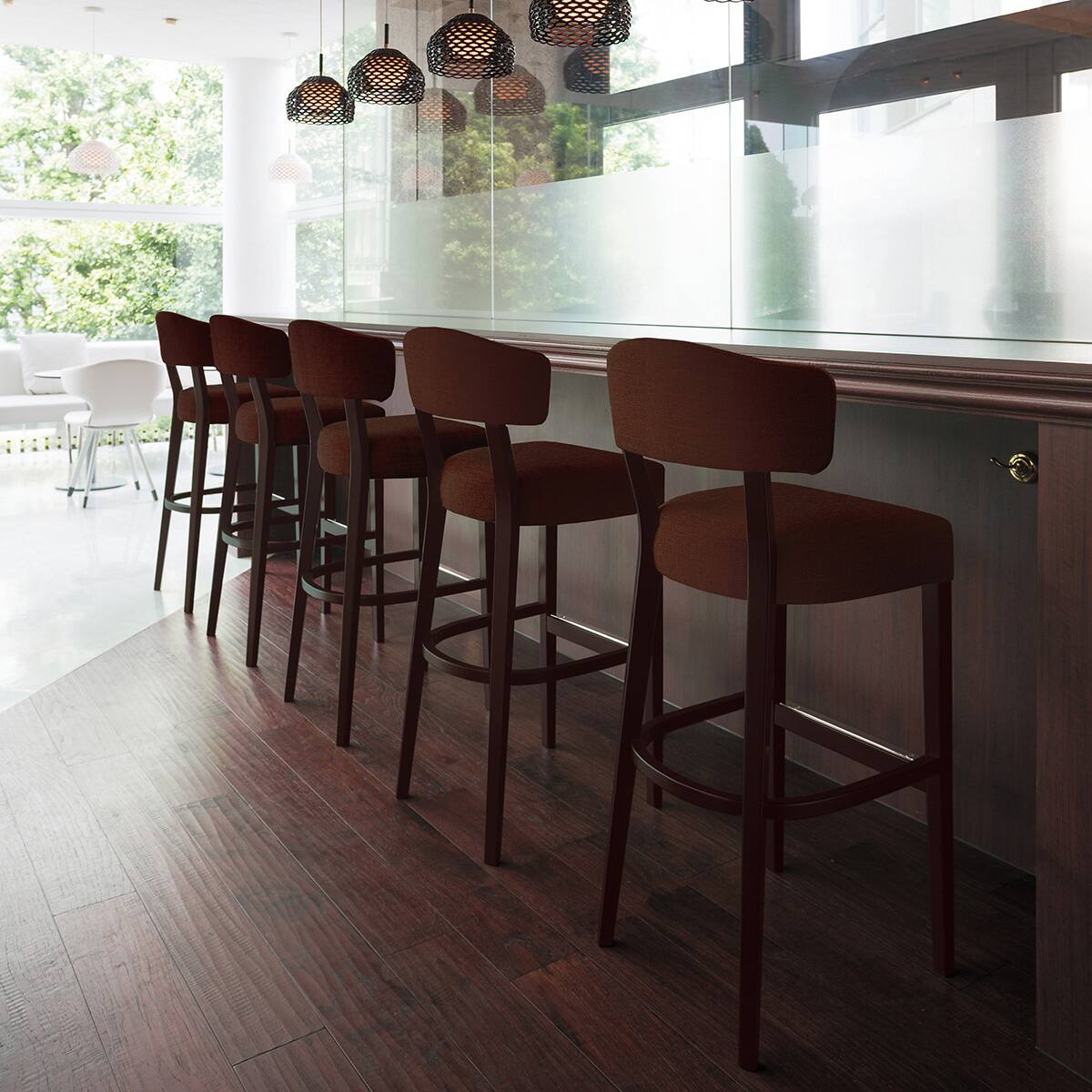 木製カウンターチェア(マニコB 背張りタイプ 5NL A80-25 NA/DBR