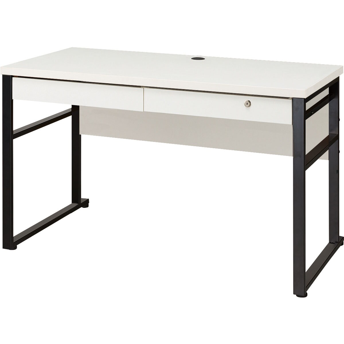 ☆K・K☆　美品　ニトリホワイトデスク 引き出し付き システムデスク(ZK002 110 WW) <N>(システムデスク ホワイト