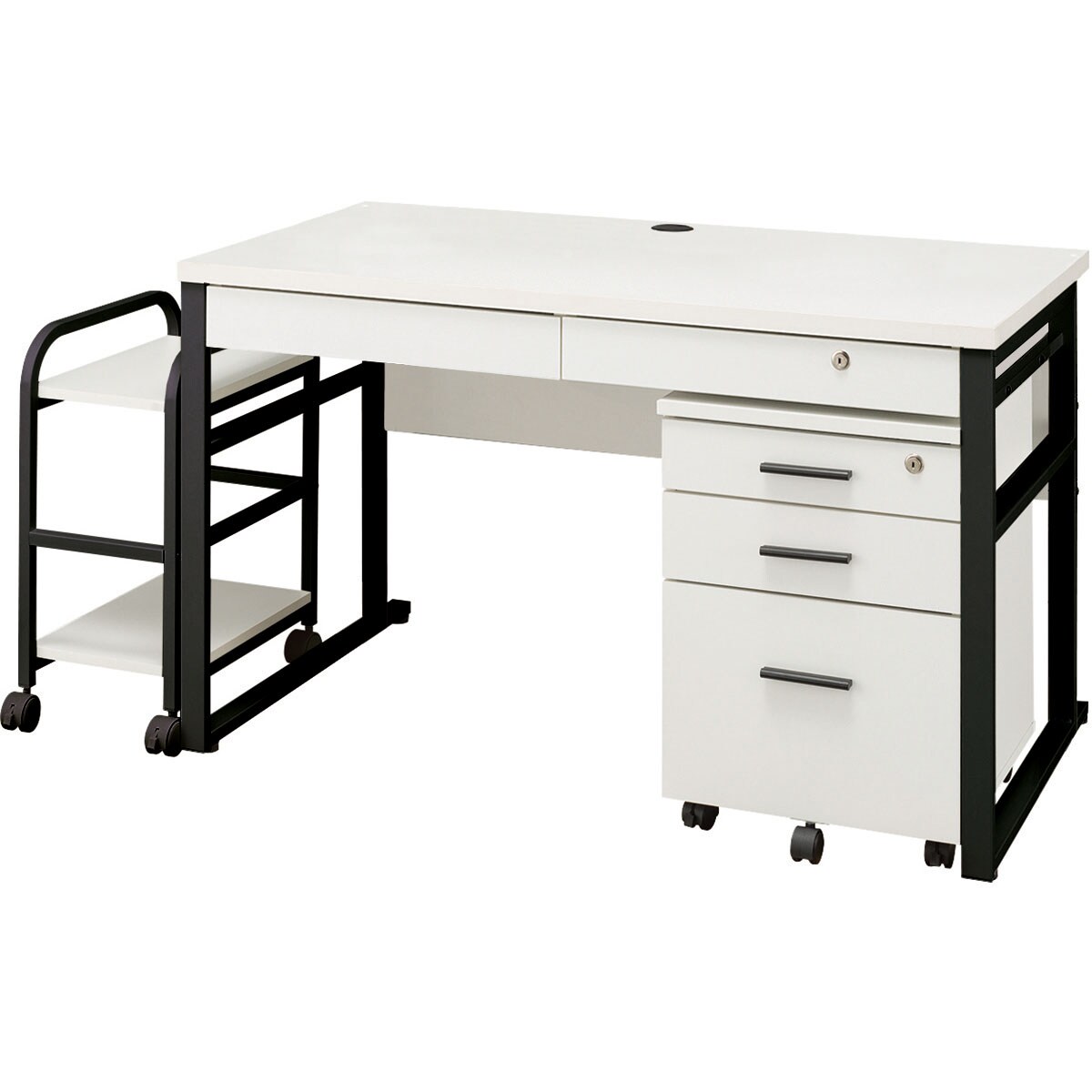 在庫限り】デスク(ブリザ12059 引出付き WH) | ニトリネット