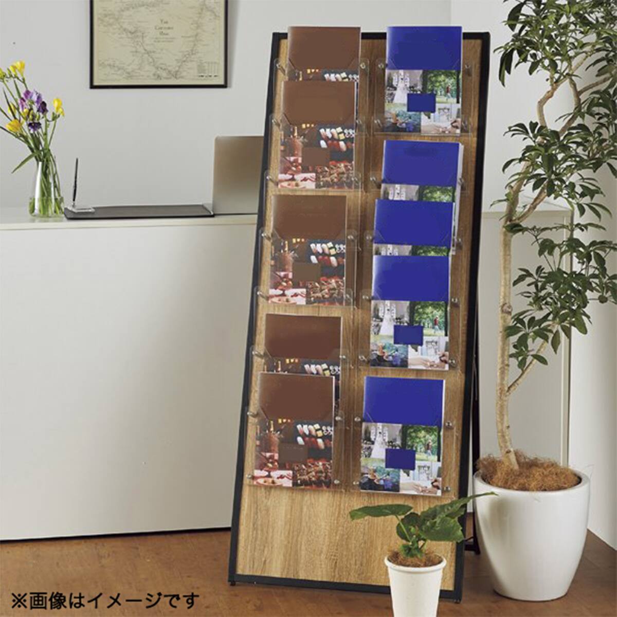 木製カタログスタンド(A4 1列7段 キャスター付き DBR) | ニトリネット