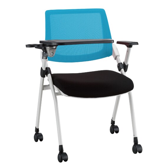 【在庫限り】ミーティングチェア(X-16W テーブル・肘付き WH/BL) 2枚目画像