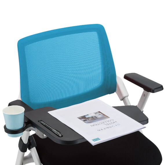 【在庫限り】ミーティングチェア(X-16W テーブル・肘付き WH/BL) 8枚目画像