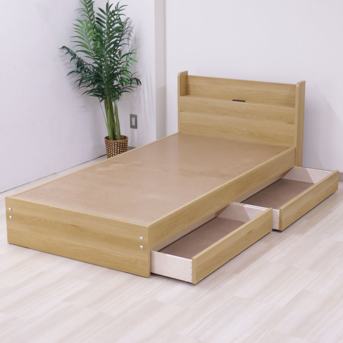 木製シングルベッドフレーム(TM367 棚付き・引出し付き NA) | ニトリ