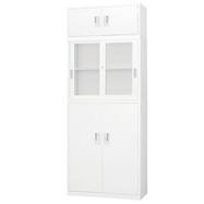スチール書庫(上両開き/中ガラス引違い/下両開き A4 幅88cm)