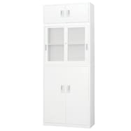 スチール書庫(上両開き・中ガラス引違い・下両開き A4 W880)