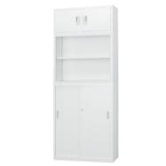 スチール書庫(上両開き・中オープン・下引違い A4 W880)