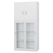 スチール書庫(上両開き・下ガラス引違い A4 W880）