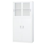 スチール書庫(上ガラス引違い・下両開き A4 W880)