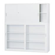 スチール書庫(上引違い・下ガラス引違い A4 W1760)