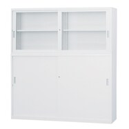 スチール書庫(上ガラス引違い・下引違い A4 W1760)