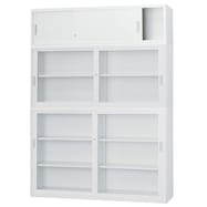 スチール書庫(上引違い・中・下ガラス下引違い A4 W1760)