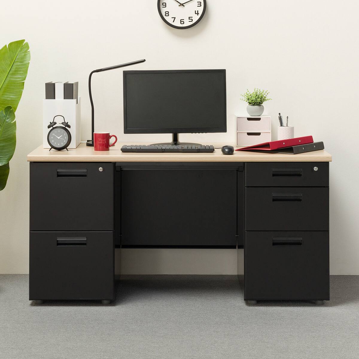 両袖机(MDA147 OAK/BK) | ニトリネット【公式】 家具・インテリア通販
