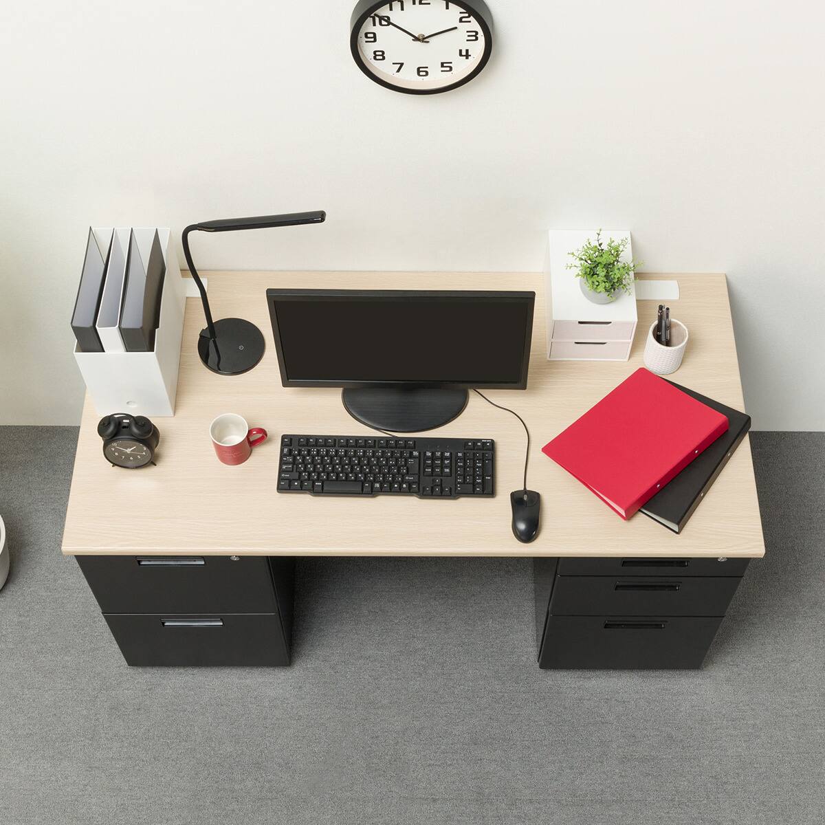 両袖机(MDA147 OAK/BK) | ニトリネット【公式】 家具・インテリア通販