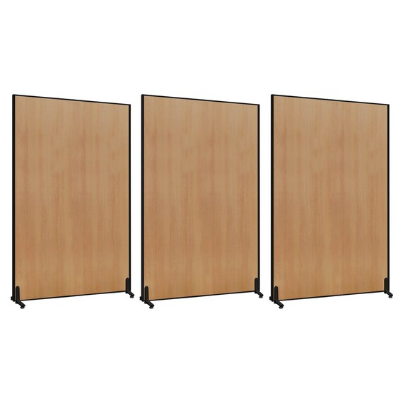 木目調パーテーション 3台セット(PW1218 BK/NW) 2枚目画像