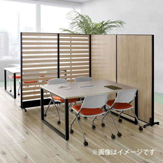 木目調パーテーション 3台セット(PW1218 BK/NW) 5枚目画像