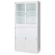 スチール書庫(上ガラス・下引違い NT-88 ベース付き)