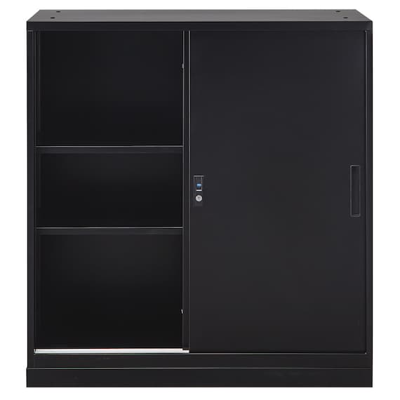 スチール書庫(引き戸 NT-88 ベース付き BK) 4枚目画像