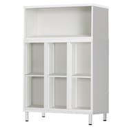 スチールキャビネット(オープン 3列2段 脚付きベース・上置き付き HOS)