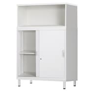 スチールキャビネット(上段オープン・下引違い戸 HOS-X 脚付きベース)