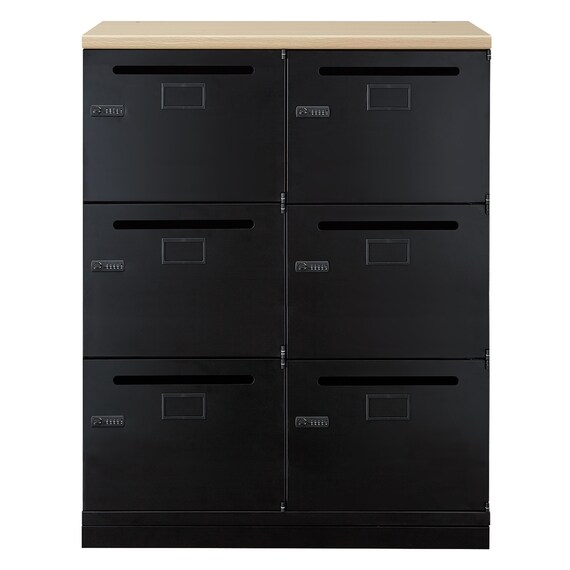 パーソナルロッカー(6人用 TSPL-N6 BK/OAK) 2枚目画像