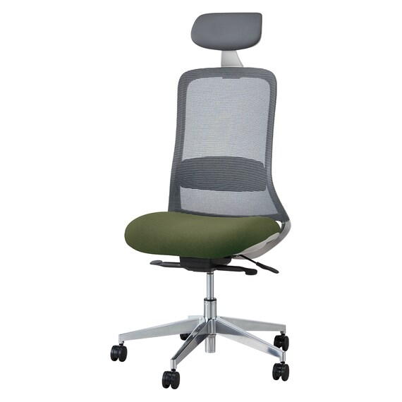 オフィスチェア(BELLA GMW ヘッドレスト付き GR) 1枚目画像