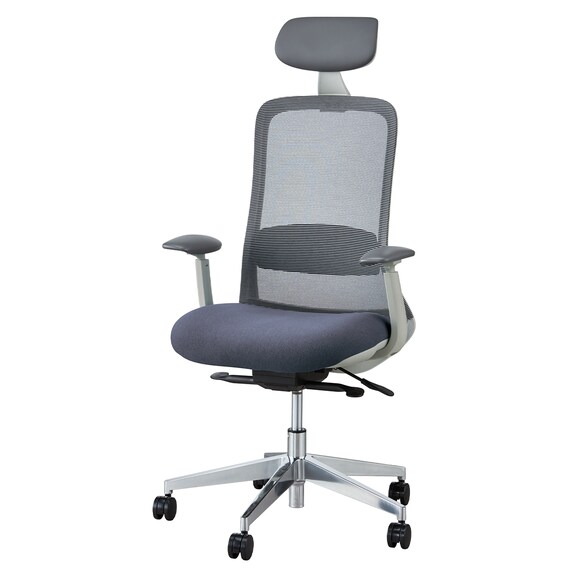 オフィスチェア(BELLA GMW 肘・ヘッドレスト付き GY) 1枚目画像