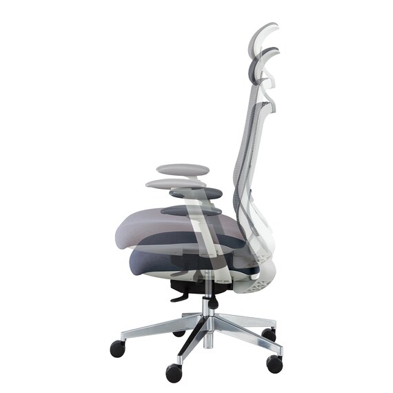 オフィスチェア(BELLA GMW 肘・ヘッドレスト付き GY) 8枚目画像