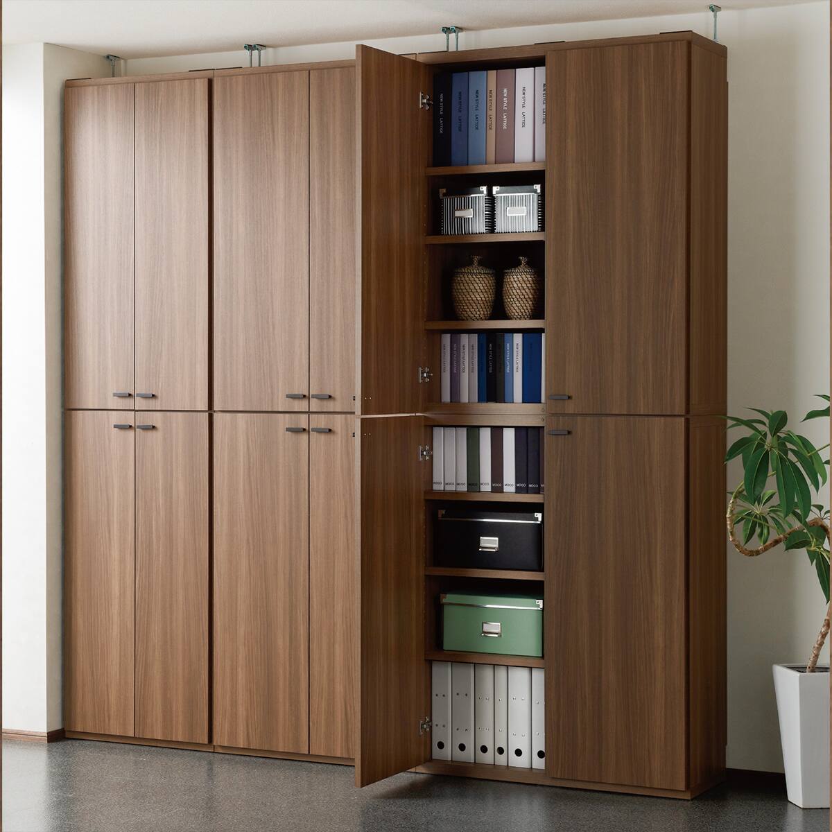 木製書庫(両開き板戸 鍵付き SHELF KFD-60 WN) | ニトリネット【公式