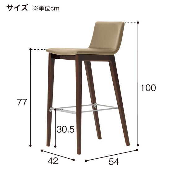 木製カウンターチェア(タストB 背張り A80-70 NA/IV) 5枚目画像