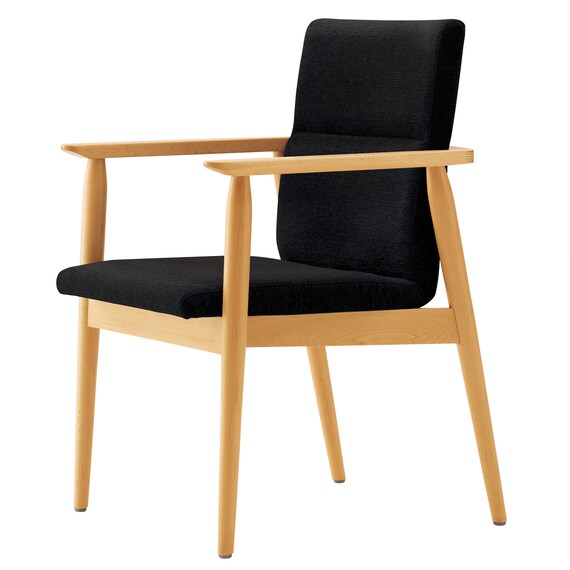 木製アームチェア(マルト D-19-9286 布 NA/BK) 1枚目画像