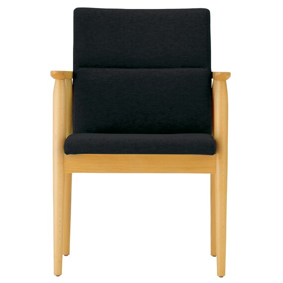 木製アームチェア(マルト D-19-9286 布 NA/BK) 2枚目画像