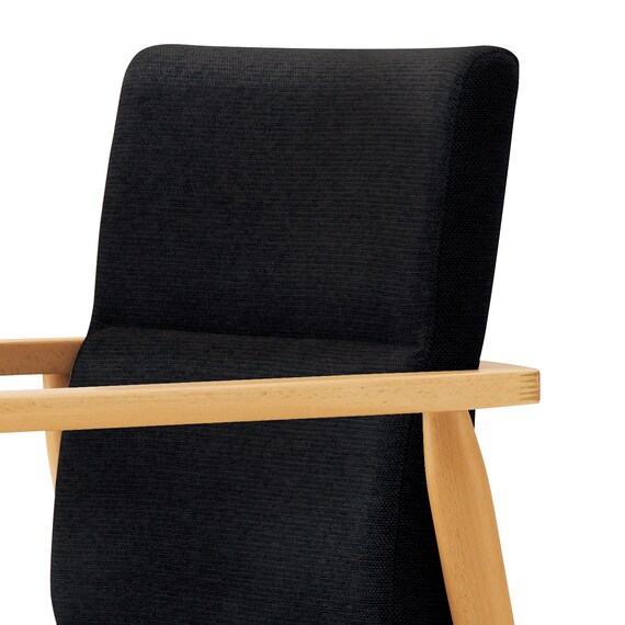 木製アームチェア(マルト D-19-9286 布 NA/BK) 3枚目画像