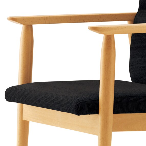 木製アームチェア(マルト D-19-9286 布 NA/BK) 4枚目画像