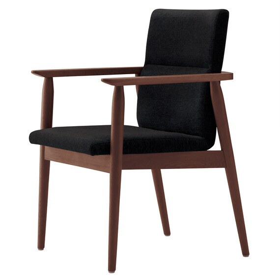 木製アームチェア(マルト D-19-9286 布 DBR/BK) 1枚目画像
