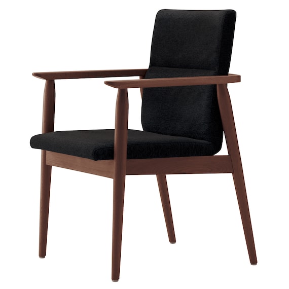 木製アームチェア(マルト D-19-9286 布 DBR/BK) 1枚目画像