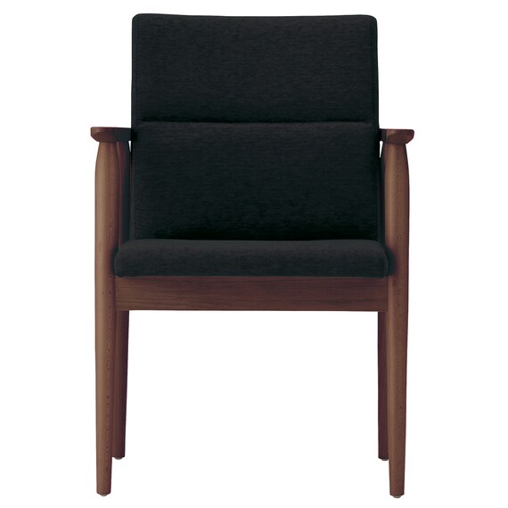 木製アームチェア(マルト D-19-9286 布 DBR/BK) 2枚目画像