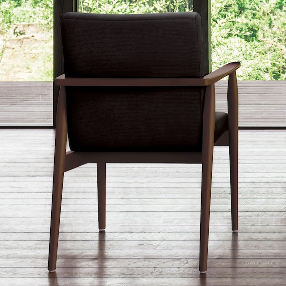 木製アームチェア(マルト D-19-9286 布 DBR/BK) 3枚目画像