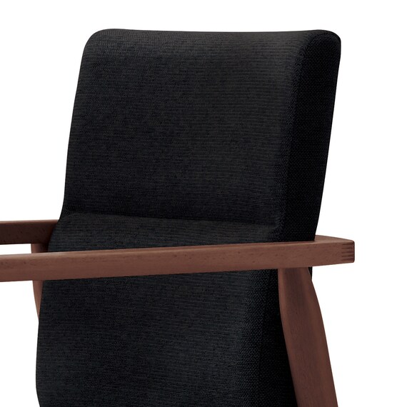 木製アームチェア(マルト D-19-9286 布 DBR/BK) 4枚目画像