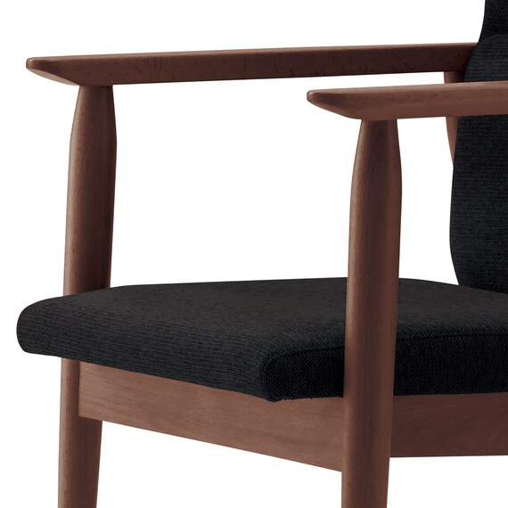 木製アームチェア(マルト D-19-9286 布 DBR/BK) 5枚目画像