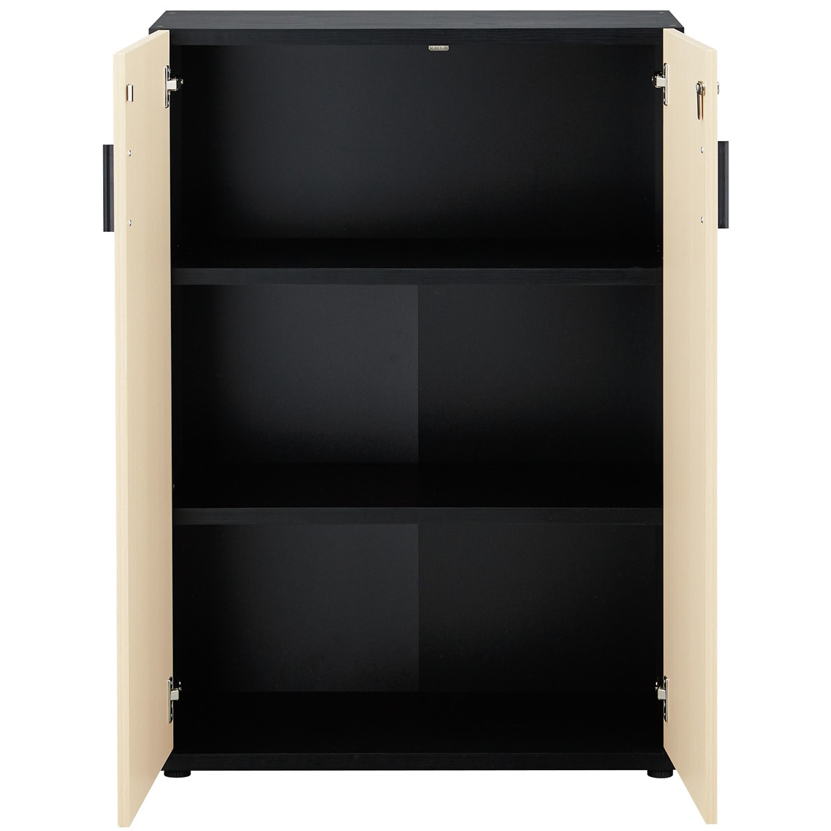 在庫限り】木製キャビネット(ブリザ2 フル扉 3段 BK/WW