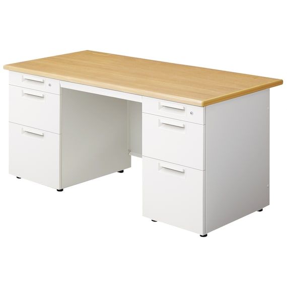 両袖机(LEED 157D-33 奥行70cm 下段引出し深型 WM/W4) 1枚目画像