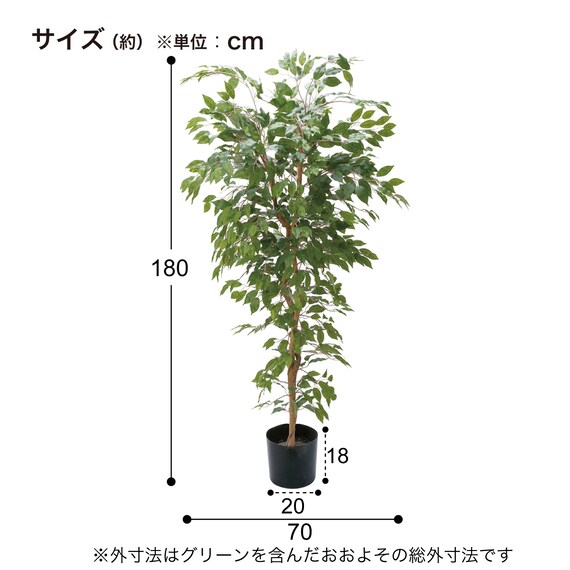 フェイクグリーン(高さ180cm ベンジャミンフィカス GLP-1290) 4枚目画像