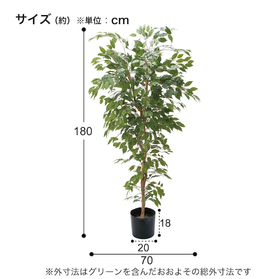フェイクグリーン(高さ180cm ベンジャミンフィカス GLP-1290) 4枚目画像