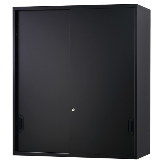 スチール書庫(上引き戸・下引出し3段 HOS-X BK) 2枚目画像