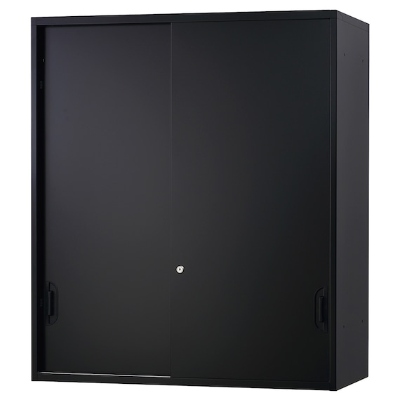 スチール書庫(上引き戸・下引出し3段 HOS-X BK) 2枚目画像