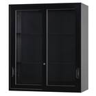 スチール書庫(上ガラス引き戸・下引出し3段 HOS-X BK) 2枚目画像