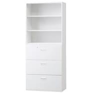 スチール書庫(上オープン・下引出し3段 HOS-X)