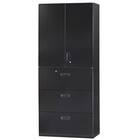 スチール書庫(上両開き・下引出し3段 HOS-X BK) 1枚目画像