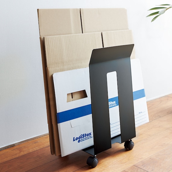 ダンボール・紙袋ストッカー(DSKSキャスター付 BK) 2枚目画像